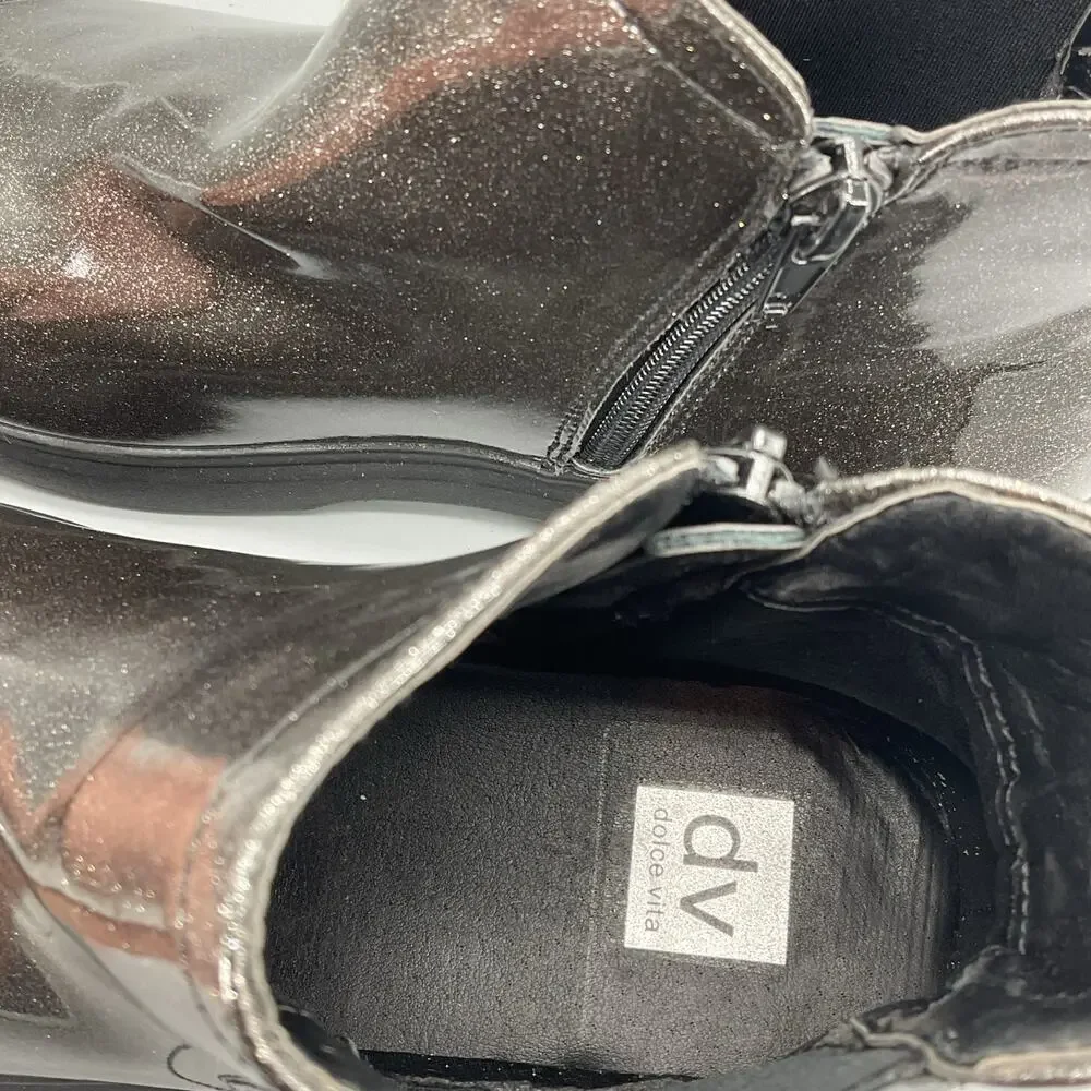 NEW Dolce Vita Girls Glitter Chelsea Boots Black Size 5